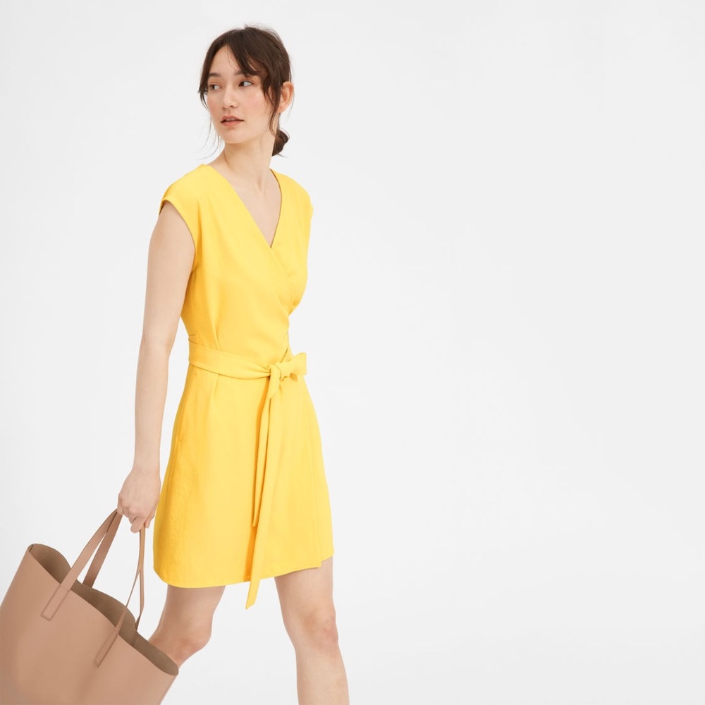 Japanese GoWeave Short-Sleeve Mini Wrap Dress